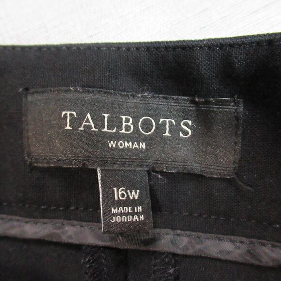 Talbots Pants Womens Size 16W Black Straight Leg Trousers Work Slacks Basic - Picture 2 of 11